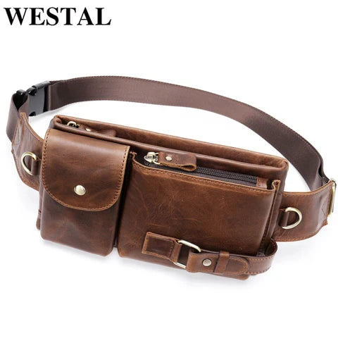 Riñonera Deportiva de Cuero WESTAL - Bandolera Ajustable