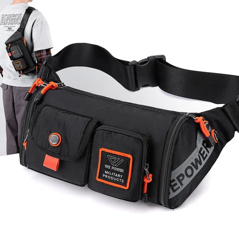 Riñonera Deportiva Impermeable Multifuncional - Bolsa Sling de Nylon para Viajes y Deporte