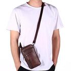 Riñonera Deportiva de Cuero Genuino para Hombre - Bolso Cruzado Pequeño