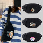 Riñonera Deportiva Unisex con Estampado Ondulado - Mochila de Cintura Negra para Deporte y Viaje