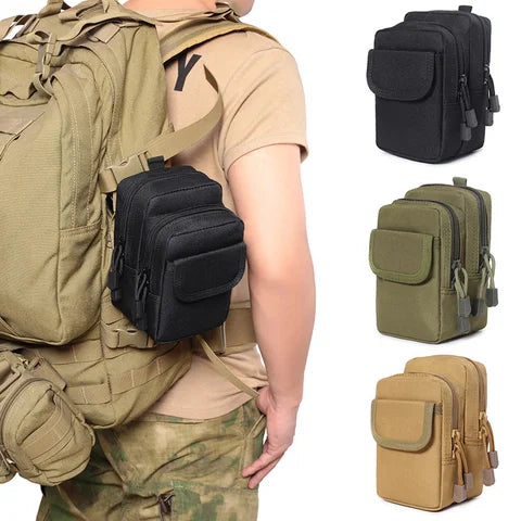Riñonera Deportiva Unisex de Nylon Negra con Bolsillo para Teléfono - Perfecta para Running, Senderismo y Camping