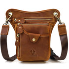 Riñonera de Cuero Genuino para Hombre con Múltiples Bolsillos - Bolsa de Cadera para Moto, Viaje y Aire Libre