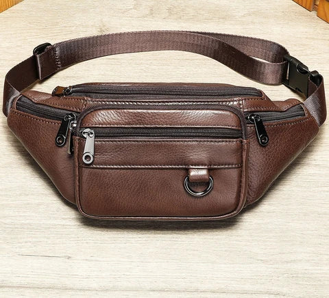Riñonera Deportiva de Cuero Genuino - Bolsa Pecho Ligera para Hombre y Mujer