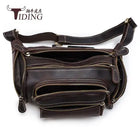 Riñonera Deportiva de Cuero Genuino para Hombre - Vintage con Múltiples Bolsillos