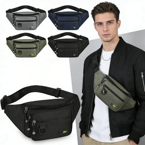 Riñonera Deportiva Impermeable de Gran Capacidad con Múltiples Bolsillos - Nailon Resistente para Hombre y Mujer