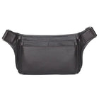 Riñonera Deportiva de Cuero para Hombre - Bolsa Cintura Cremallera Negra