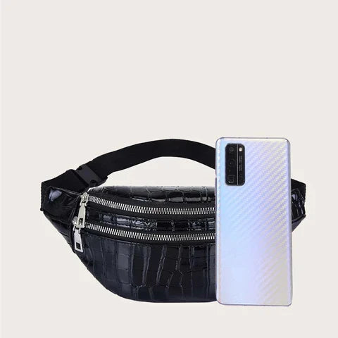 Riñonera Deportiva Unisex de Cuero de Cocodrilo - Bandolera y Cangurera para Viaje y Trabajo