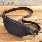 Riñonera de Cuero para Hombre - Bolso de Piel de Vestir Grande y Elegante