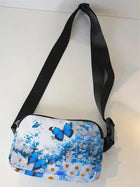 Riñonera Deportiva Ajustable con Estampado de Mariposa - Bolsa de Cintura para Correr