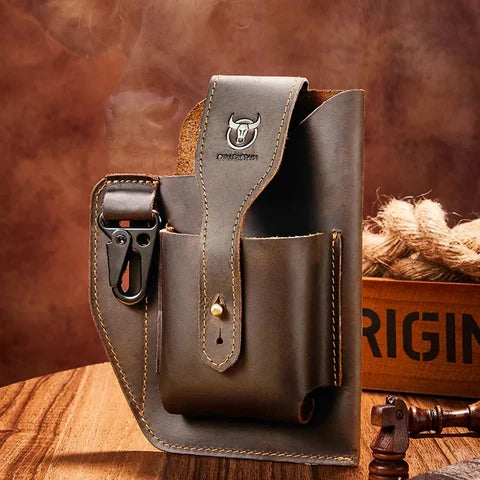 Riñonera Deportiva de Cuero Vintage para Hombre - Bolsa Cruzada para Móvil