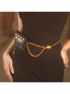 Riñonera Deportiva Elegante de Cuero Sintético con Cadena - Bolso de Cintura y Hombro