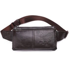 Riñonera Deportiva de Cuero Genuino para Hombre - Bolsa de Cintura y Hombro