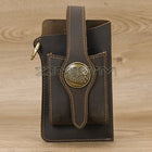 Riñonera Deportiva de Cuero Genuino para Hombre - Bolsa Pequeña con Gancho para Teléfono y Llaves
