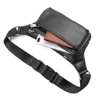Riñonera Deportiva de Cuero para Hombre - Bolsa Cintura Cremallera Negra