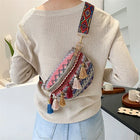 Riñonera Deportiva Retro con Borlas y Cuero - Bolso de Cintura para Mujer