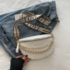 Riñonera Deportiva Mujer con Bordado y Cadena - Bolsa de Cintura Elegante