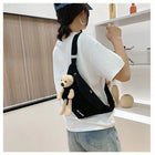 Riñonera Deportiva Mujer con Diseño de Oso - Bolsa de Cintura Casual de Lona