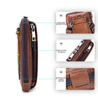Riñonera de Cuero Genuino para Hombre - Bolso Multifuncional con Gancho para Cinturón