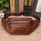 Riñonera Deportiva de Cuero Genuino Estilo Retro - Bolsa de Cintura para Hombre