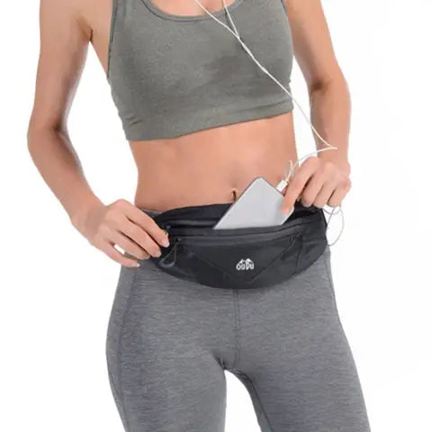 Riñonera Deportiva Ultrafina Impermeable con Doble Cremallera - Ajustable para Móvil, Viajes, Running y Yoga