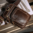 Riñonera Deportiva de Cuero Genuino para Hombre - Bolsa de Cintura Vintage