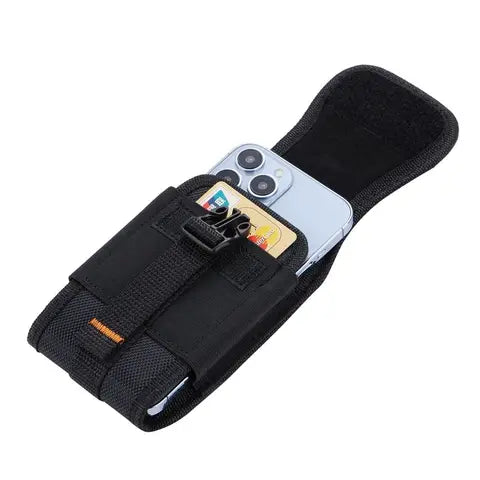 Riñonera Deportiva Hombre Oxford Negra con Doble Cremallera para Teléfono