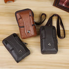 Riñonera Deportiva de Cuero Marrón Grande para Hombre - Bolso Cruzado y Cinturón