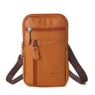 Riñonera de Cuero Genuino para Hombre - Bolso Bandolera Pequeño con Bolsillo para Móvil