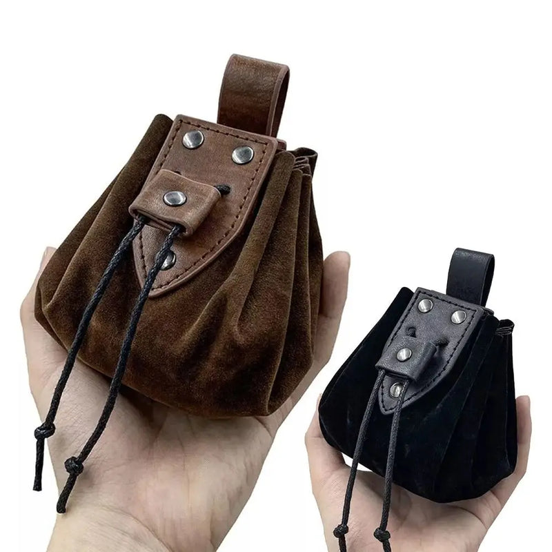 Riñonera de Cuero Vintage Estilo Vikingo para Mujer - Bolso Medieval con Cinturón