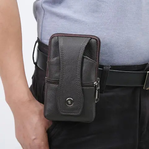 Riñonera Deportiva Vintage de Cuero Sintético con Hebilla Multifuncional