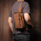 Riñonera de Viaje para Hombre de Cuero Genuino - Bolso Bandolera Vintage de Lujo
