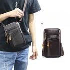 Riñonera Deportiva de Cuero Genuino para Hombre - Bolsa Pequeña Cruzada