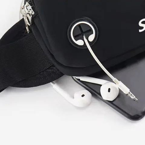 Riñonera Deportiva Negra de Nylon - Bolsa de Cintura