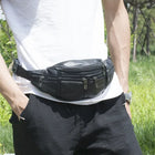 Riñonera Deportiva de Cuero Genuino para Hombre - Bolsa Bandolera Pequeña