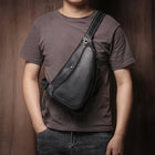 Riñonera de Viaje para Hombre de Cuero Genuino - Bolso Bandolera Vintage