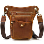 Riñonera Deportiva de Cuero Retro para Hombre - Bolso Multibolsillos Pequeño