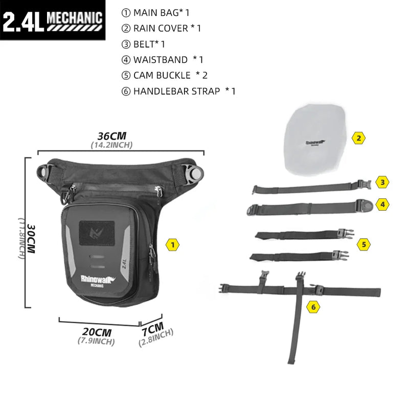 Riñonera de Pierna para Moto y Motoristas - Bolso Lateral Ajustable