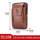 Riñonera de Cuero Genuino para Hombre - Bolso de Cintura Casual con Compartimento para Móvil