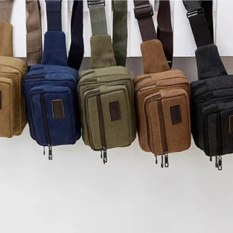 Riñonera Deportiva de Lona - Grande, Portátil y Ligera para Hombre