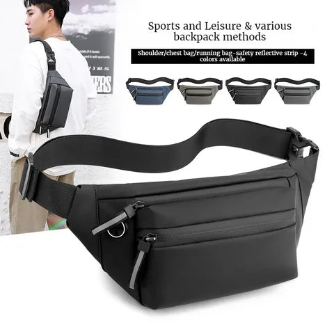 Riñonera Deportiva Impermeable para Hombre - Bolsa de Pecho y Cintura Multifuncional