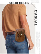 Riñonera Deportiva de Cuero Genuino Estilo Retro - Bolso Multifuncional de Hombro