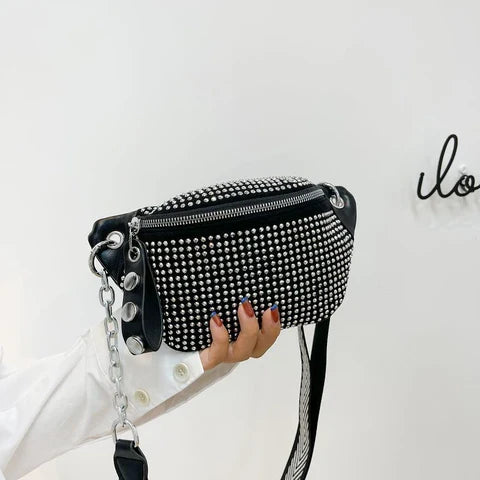 Riñonera Deportiva Vintage con Brillo para Mujer