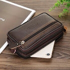 Riñonera Deportiva de Cuero Negro con 3 Compartimentos para Tarjetas