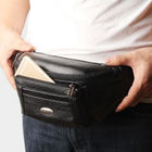 Riñonera Deportiva de Cuero Genuino con Múltiples Bolsillos - Bolsa de Viaje para Hombre