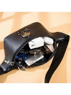 Riñonera Deportiva Grande de Cuero con Calavera - Bolsa de Cintura para Hombre