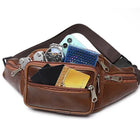 Riñonera Deportiva de Cuero Genuino para Hombre | Bolso Bandolera con Cadena