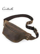 Riñonera Deportiva de Cuero Crazy Horse para Hombre | Bolsa de Cintura, Bandolera y Viaje