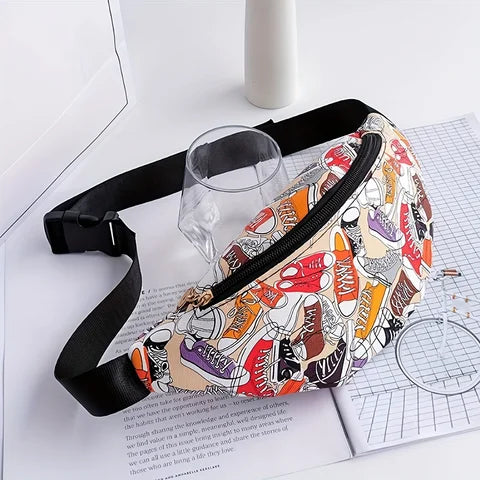 Riñonera Deportiva Unisex con Estampado de Zapatos - Bolsa de Cintura para Teléfono