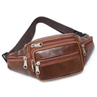 Riñonera Deportiva Hombre - Bolso Bandolera de Cuero Sintético con Cadena para Teléfono