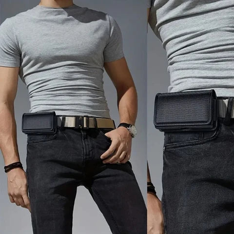 Riñonera Deportiva Negra Portátil para Teléfono - Bolsa de Cintura Unisex